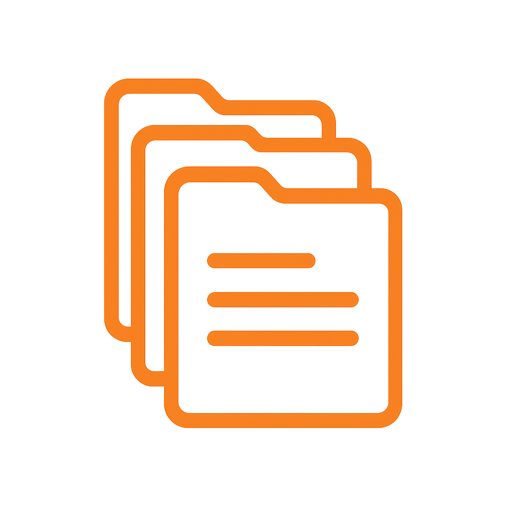 generate an orange icon of a few files